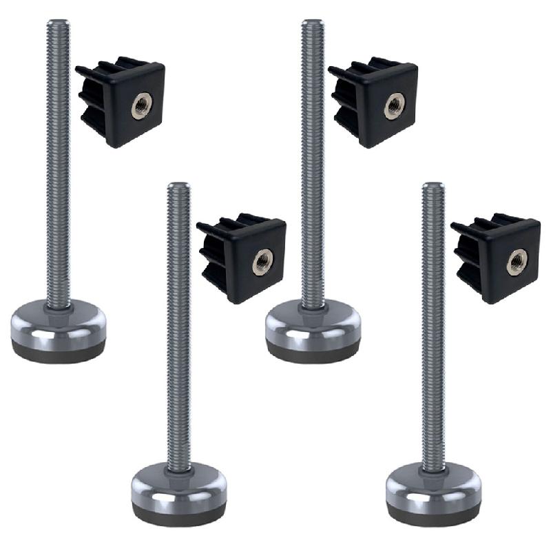 Pied en acier inoxydable 12x150x50mm, base avec tampon en caoutchouc + inserts 40x40x1.2mm -Set of 4_0