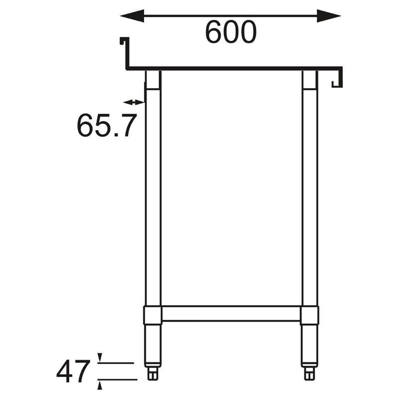 Table de préparation avec rebord en acier inoxydable VOGUE 600 x 600mm - T379_0