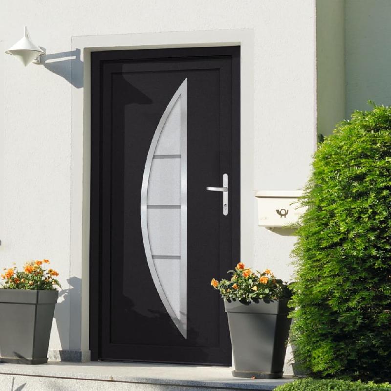 Vidaxl porte d'entrée anthracite 98x190 cm pvc 3187880_0