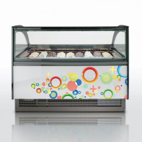 Vitrine à glaces en bacs - vitre bombée - 12 à 24 bacs - refroidissement négatif - acier inoxydable_0
