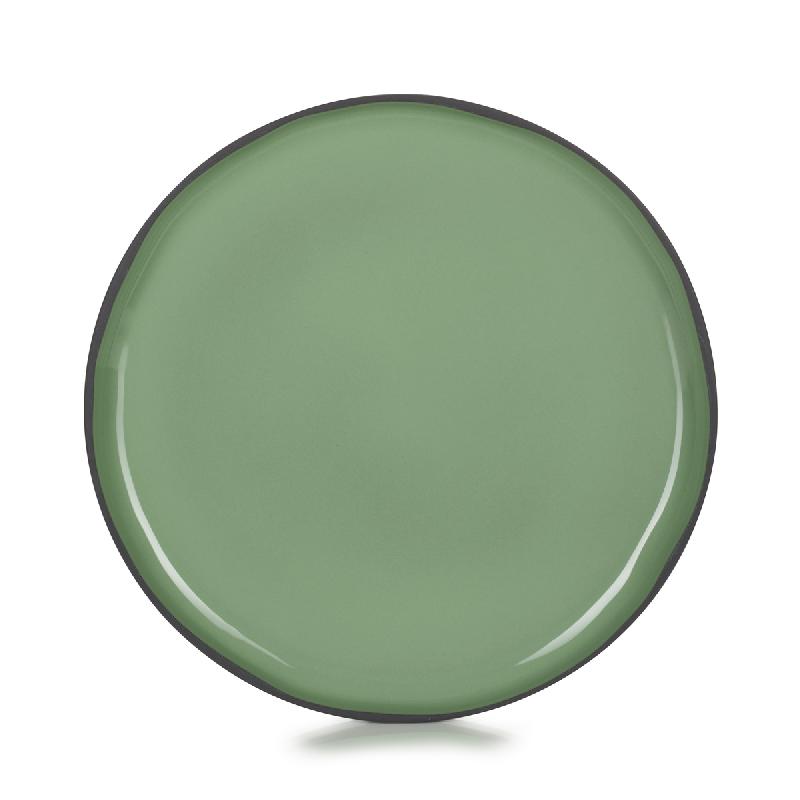 ASSIETTE PLATE ROND VERT PORCELAINE Ø 26 CM CARACTERE REVOL