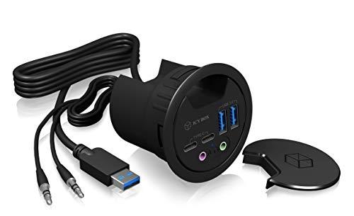 ICY BOX - Hub USB 3.0 encastrable avec 2 ports USB-C, 2 ports USB-A et audio jack 3,5 mm_0