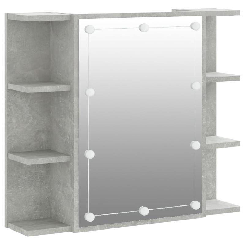 ARMOIRE À MIROIR AVEC LED 70 X 16,5 X 60 CM GRIS 02_0006674_0