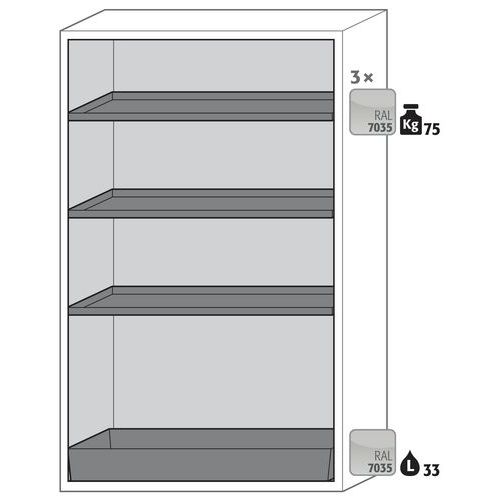 ARMOIRE SÉCURITÉ S90.196.120.FDAC BLANC-3 ÉTAGÈRE 1BAC ÉPOXY - ASECOS