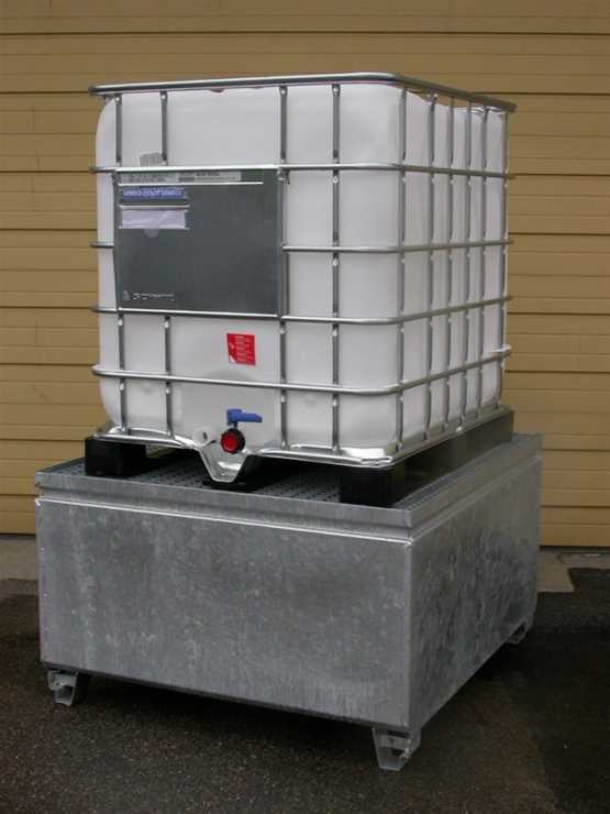Bac de rétention métallique 1 cuve avec caillebotis lourd - MCT1000/H-C - 1000 L, pour hydrocarbures et solvants_0