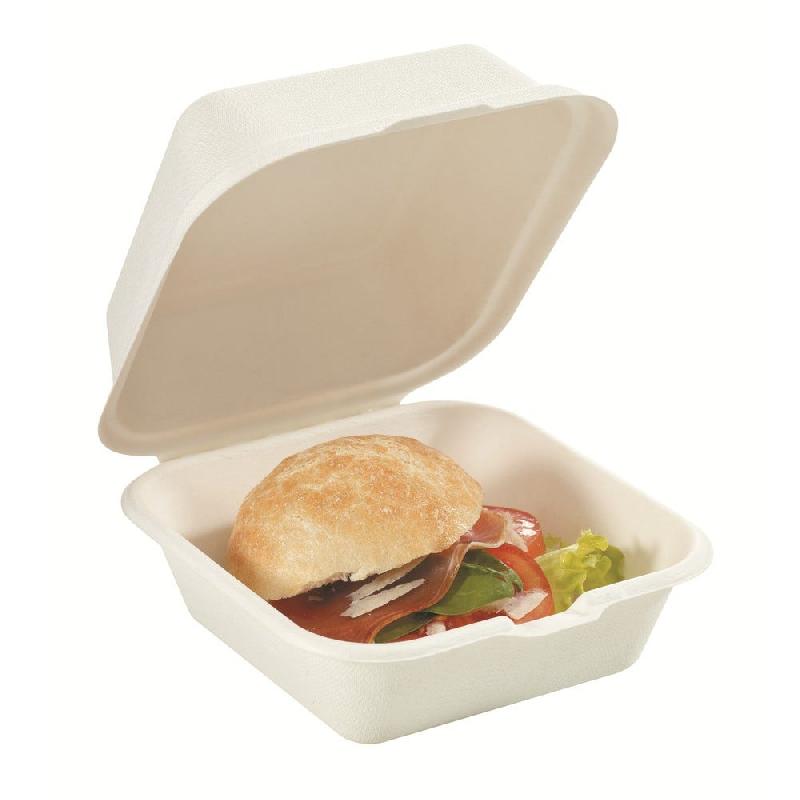 Boite burger bagasse blanche 15x15x4,2cm - par 600_0