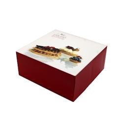 Boîte patissière décor Pause Gourmande 200x200x80mm x 200 JORIDEAL - blanc en carton 3519400592086_0