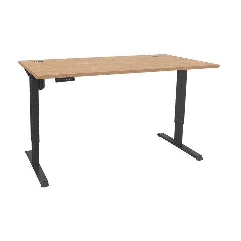 BUREAU ASSIS-DEBOUT ERGOSUP PREMIUM À MÉMOIRE DE POSITION PIED ANTHRACITE L 160 CM PLATEAU CHÊNE CLAIR