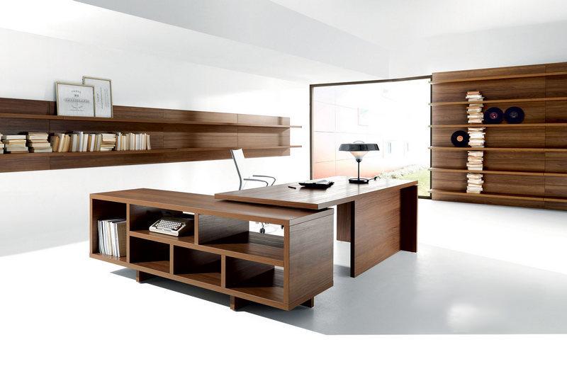 Bureau en bois avec retour Lithos_0