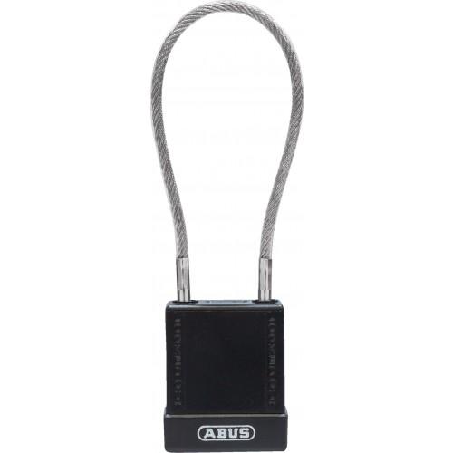 CADENAS DE CONSIGNATION - CÂBLE ACIER FLEXIBLE 20 CM - CORPS COUVERT PVC NOIR ABUS