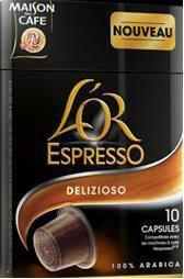 CAFÉ DELIZIOSO L'OR ESPRESSO 10 CAPSULES DE 52 G