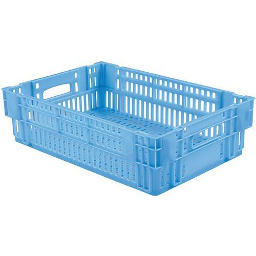 CAISSE AJOURÉE EMPILABLE EMBOITABLE 600 X 400 X 146 MM - 27 L - BLEU - GILAC