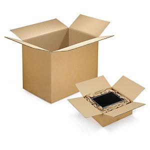 CAISSE CARTON BRUNE DOUBLE CANNELURE RAJA 65X50X25 CM
