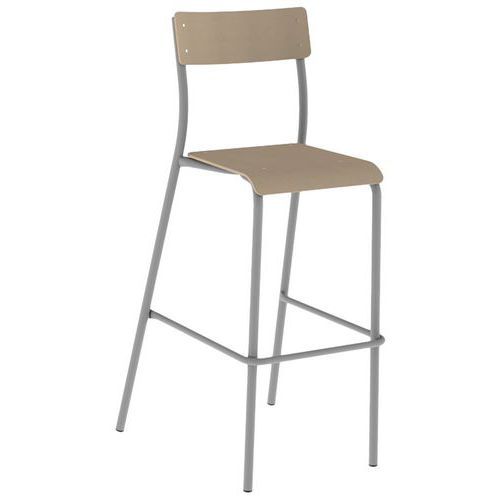 CHAISE DE BAR ANDRÉ H80 ASS/DOS HÊTRE PIÈTEMENT GRIS 9006 - MOBIDECOR