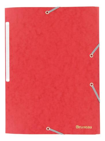 LOT DE 2 - CHEMISE À ÉLASTIQUE 3 RABATS CARTE BRUNEAU 24 X 32 CM DOS 2 CM ROUGE