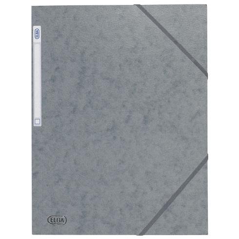LOT DE 10 - CHEMISE À ÉLASTIQUE 3 RABATS CARTE EUROFOLIO OXFORD 24,5 X 32 CM DOS 2 CM GRISE