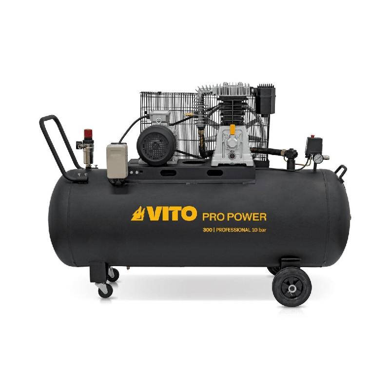 Compresseur d'air à Courroie triphasé 300L 10 Bar 4000W 5.5CV VITO 500L/min. - noir acier 3663936037099_0