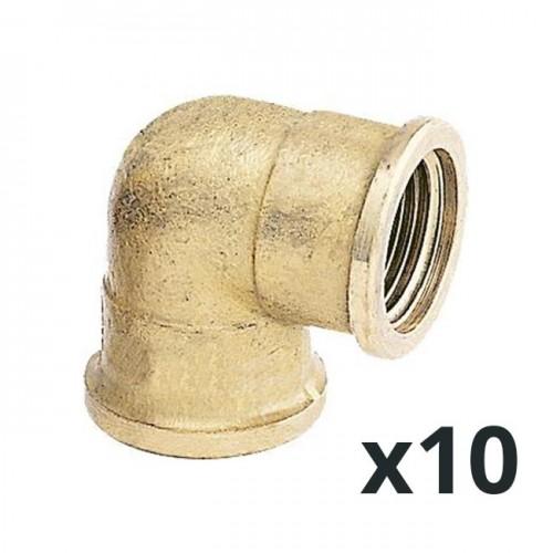 COUDE LAITON ÉGAL À VISSER - 90° - FEMELLE / FEMELLE 20X27- SACHET DE 10 PIÈCES BRICOZOR