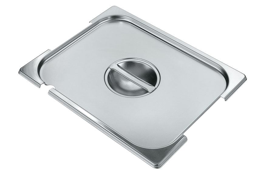 COUVERCLE INOX AV/ENCOCHE POUR BAC AVEC ANSES GN2/8