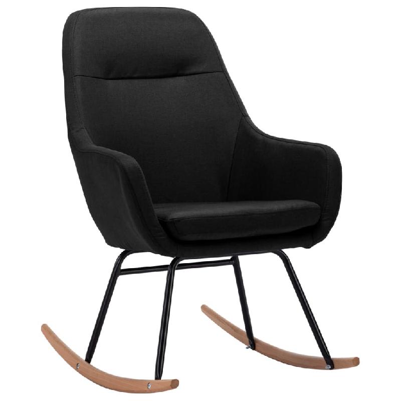 Décoshop26 - Fauteuil à bascule d'allaitement rembourré relax pour salon en tissu noir DEC029052 - noir 3000257189425_0