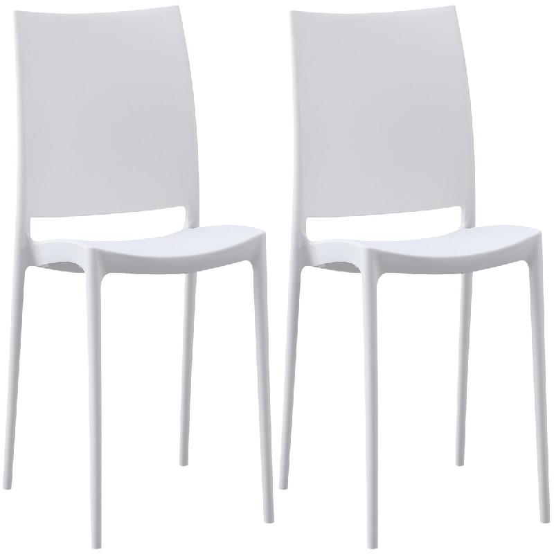 Décoshop26 - Lot de 2 chaises empilable design en plastique couleur blanc résistant aux UV – jardin terrasse et intérieur 10_0007915 - blanc 3000_0