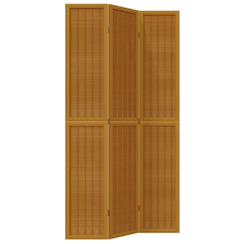 Décoshop26 - Paravent séparateur de pièce cloison 3 panneaux en bois paulownia et bambou marron DEC030784 - marron 3000258117335_0
