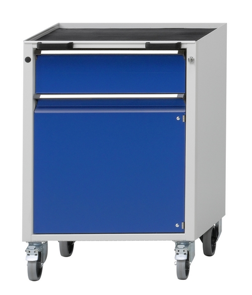 Servante mobile monobloc L660xP615xH930mm - 1 tiroir H180mm + 1 porte H540mm - Référence KV660-450.322_0