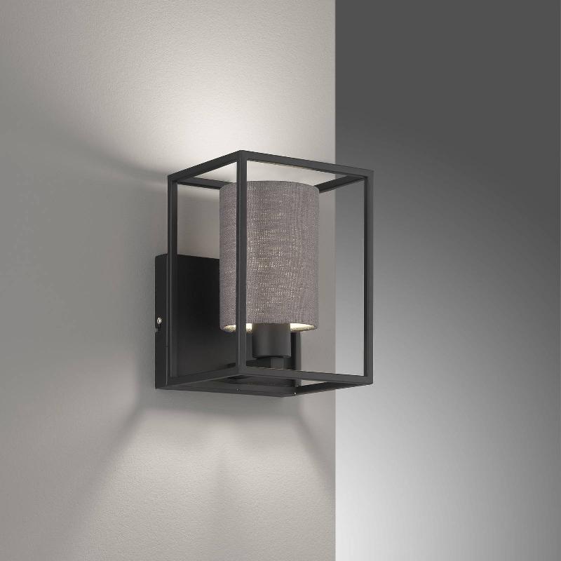 FISCHER & HONSEL APPLIQUE GILLI AVEC ABAT-JOUR EN TISSU GRIS