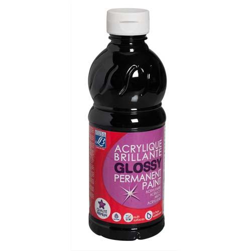 FLACON DE 500ML GOUACHE GLOSSY NOIR - LOT DE 2