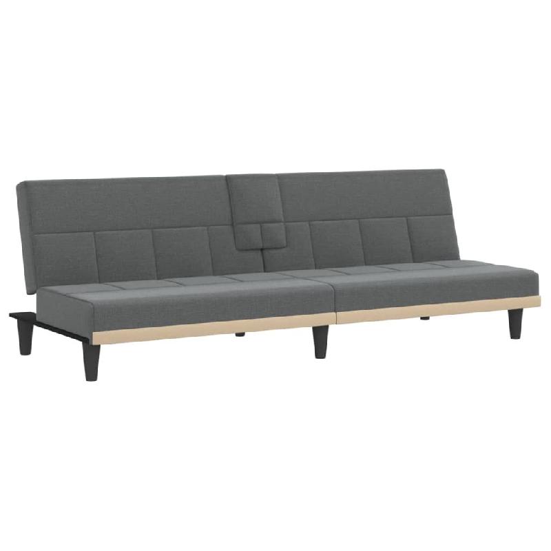 Helloshop26 - Canapé-lit avec porte-gobelets tissu gris foncé 02_0020423 - gris polyester 3001090488003_0