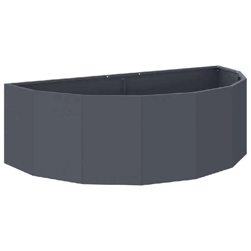 Helloshop26 - Jardinière demi-ronde esthétique moderne 120 x 60 x 35 cm pour extérieur en acier anthracite 02_0052924 - métal 3000237655391_0