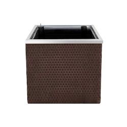 Jardinière en résine tressée avec réserve d'eau et cadre en aluminium 50 x 50 x 43 cm marron Rattan Art - marron 5908311931912_0