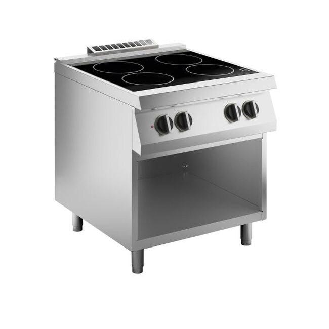 KBS Gastrotechnik KBS Cuisinière électrique vitrocéramique 4x 2,5 kW Soubassement ouvert 800x730x900 mm 400 Volt - 4059395096255_0