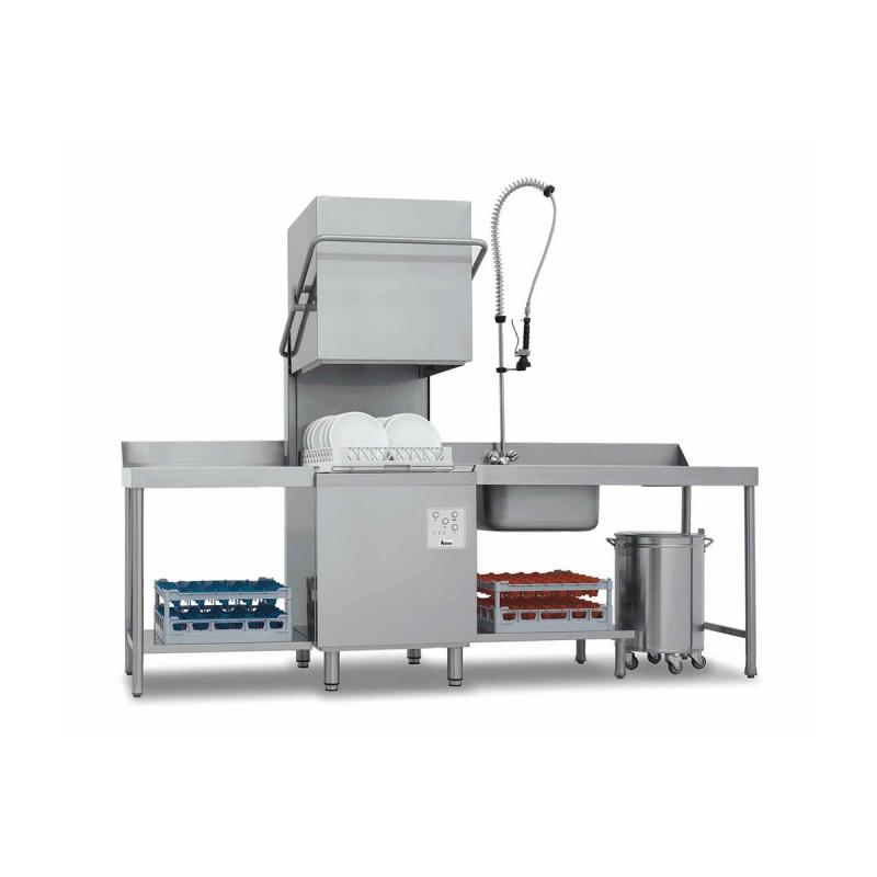 Lave-vaisselle à capot en acier inoxydable - doseur de liquide de lavage et de rinçage standard - 10,8 kW - 3L/cycle_0