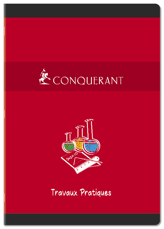LOT DE 10 - CAHIER DE TP CONQUERANT 7 AGRAFE 210X297 96P 70-90G SEYES/UNI ASSORTI