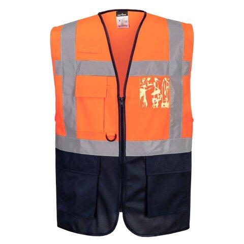 LOT DE 3 - PORTWEST C476 GILET EXECUTIVE WARSAW ORANGE/MARINE - TAILLE M