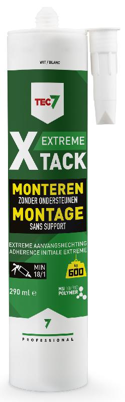Mastic colle X-Tack blanc 290ml - Tec7 - 855161 - adhérence extrême 600 kg/m², surfaces humides et lisses_0