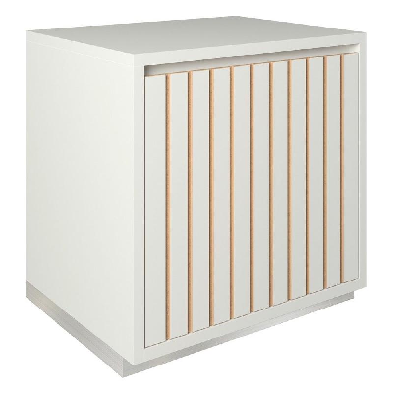 Meuble Vertigo T03 1 porte MDF naturel et blanc 60x47x60 cm_0
