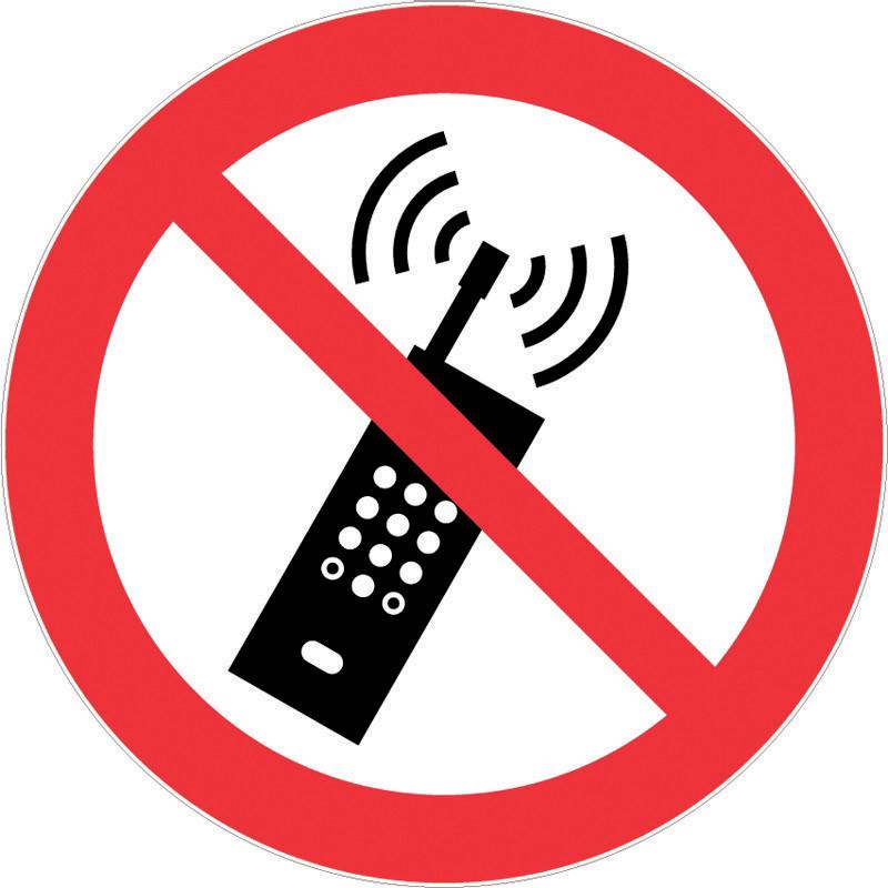PANNEAU INTERDICTION TÉLÉPHONES PORTABLES DIAMÈTRE 30 CM POLYSTYRÈNE ANTICHOC
