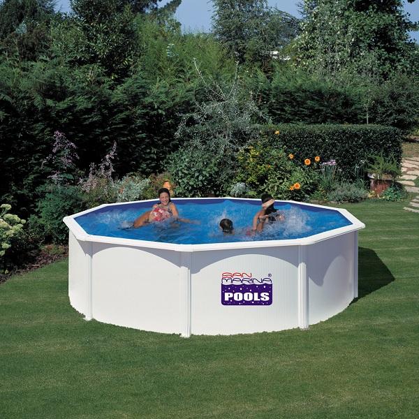 Piscine ronde en acier ø4,80m x h: 1,22m - filtration à sable - kit complet_0