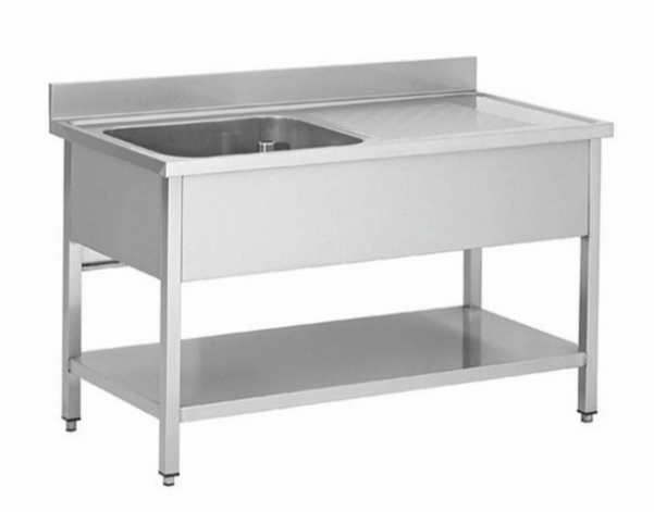 Plonge professionnel avec bac a gauche 1200x600x850+100mm - PTHSTR126BL1_0