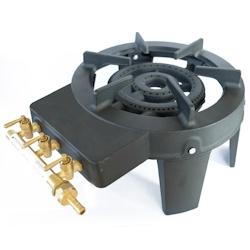 Proweltek Rechaud TRAITEUR à gaz fonte 9.8 KW 4 pieds 3 robinets Puissant et Stable TRIGLAV - noir fonte 8590584575602_0