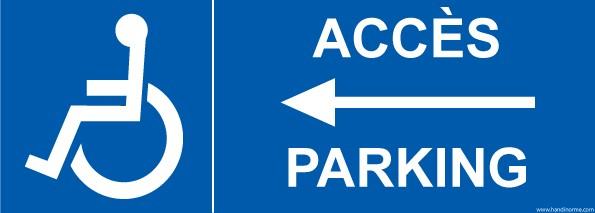 LOT DE 3 - PANNEAU PICTO DIRECTION VERS PARKING PMR, FLÈCHE À GAUCHE - 210 X 75 - PVC