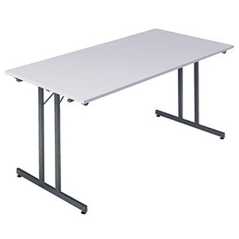 TABLE PLIANTE MULTIPLES USAGES RECTANGLE - L. 160 X P. 80 CM - PLATEAU GRIS/GRIS - PIEDS GRIS