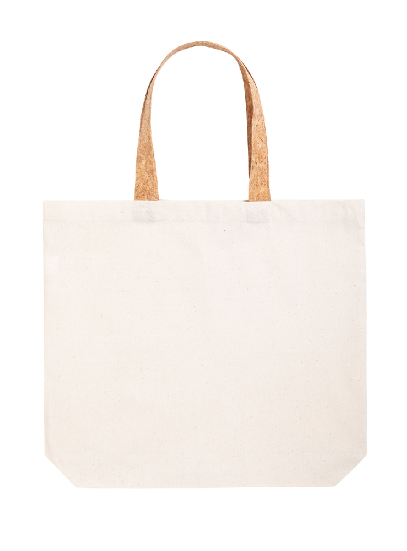 Tote-bag publicitaire en coton - petites anses en liège naturel - 180 g/m² - couleur naturelle_0