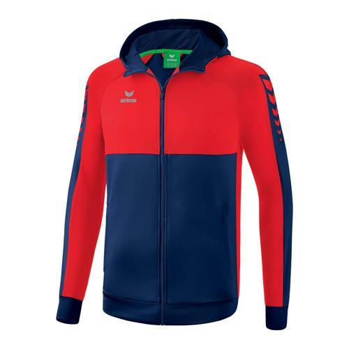 VESTE DE SURVÊTEMENT À CAPUCHE FEMME - ERIMA - SIX WINGS NAVY/ROUGE