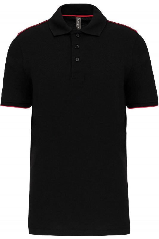 WK Designed To Work Polo DayToDay contrasté manches courtes homme Black / Red XL 65% Polyester | 35% Coton - XL 3663938183008_0