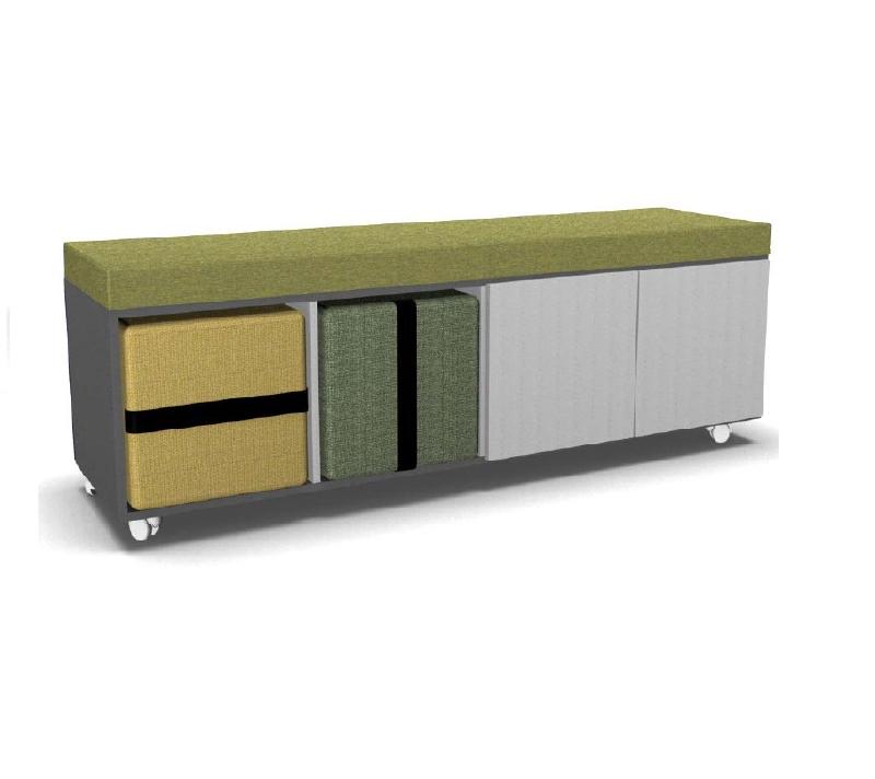 Yoplam Compo - Banc 4 cases assises et rangements avec roulettes et options personnalisables_0