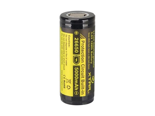 XTAR - Accu Li-Ion cylindrique 3.6V - 5000 mAh - ICR26650-50 avec protection interne et design résistant_0