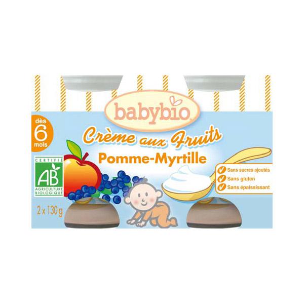 BABYBIO BABYBIO CRÈME POMME MYRTILLE 6M PETITS POTS SUCRÉS BÉBÉ